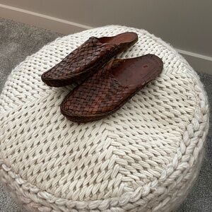 New Custom brown leather mule slides fit 9-9.5